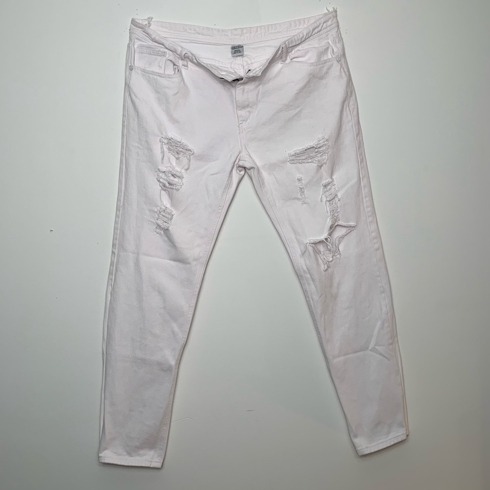 Distressed White Jeans